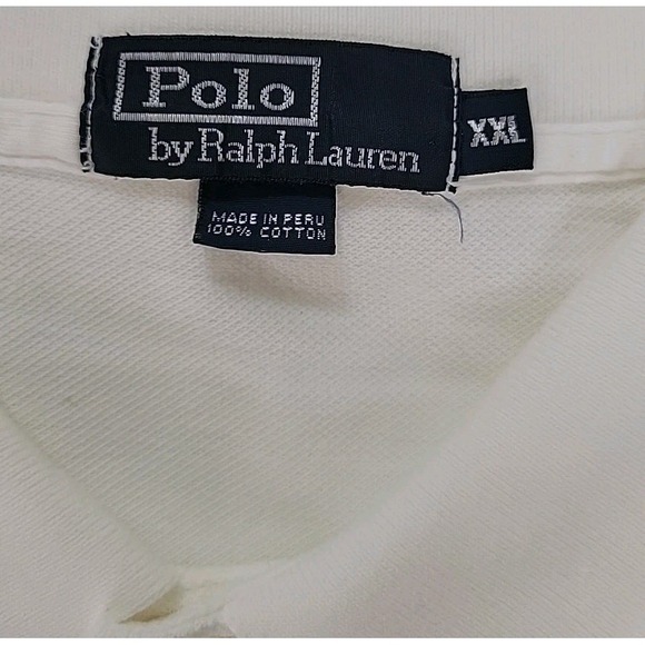 Ralph Lauren Polo‎ Shirt Men's 2XL SOLID White Pony Vintage 90s - Picture 3 of 11